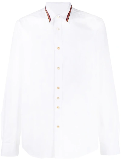 Paul Smith Artist-stripe Collar Cotton-poplin Shirt In White | ModeSens