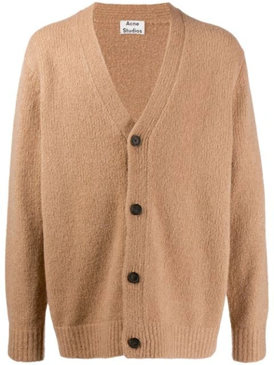 Acne Studios Kabelo Rib-knitted Wool-blend Cardigan In V-neck Cardigan