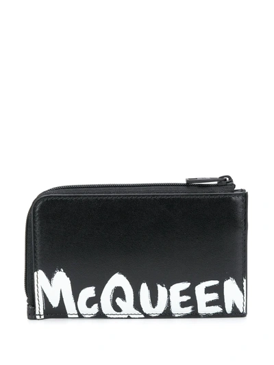 Alexander Mcqueen Graffiti Logo Cardholder In Black