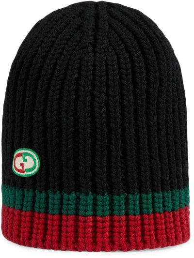Gucci Kids' Children's Wool Hat With Gg Patch In Black