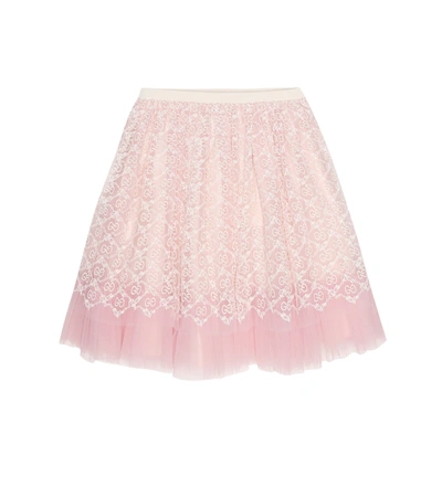 Gucci Kids' Gg Logo-embroidered High-waisted Tulle Skirt 4-12 Years In Pink