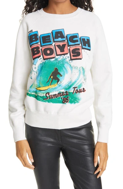 Madeworn Beach Boys Shrunken Unisex Graphic Sweatshirt In Off White