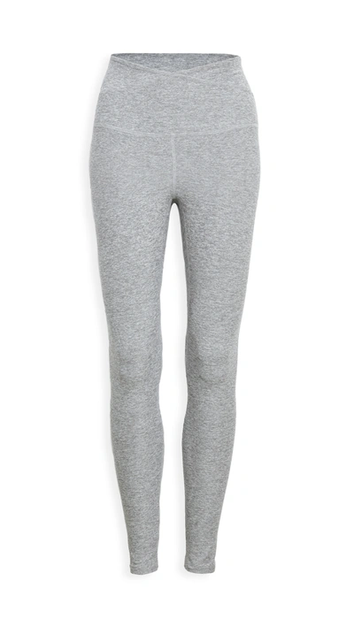 Beyond Yoga At Your Leisure High Waisted Midi Legging In Silver Mist