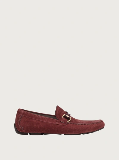 Ferragamo Men's Front 4 Suede Slip On Driver Mocassins - Regular In Red