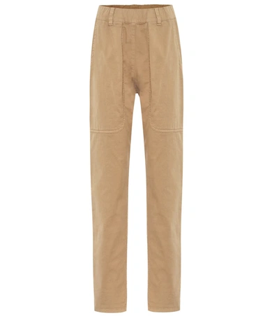 Brunello Cucinelli High-rise Cotton Skinny Pants In Brown