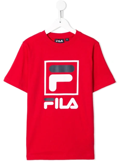 Fila Kids' Short Sleeve Logo Print T-shirt In Red