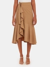 A.l.c Pierre Midi Ruffle Skirt In Brown