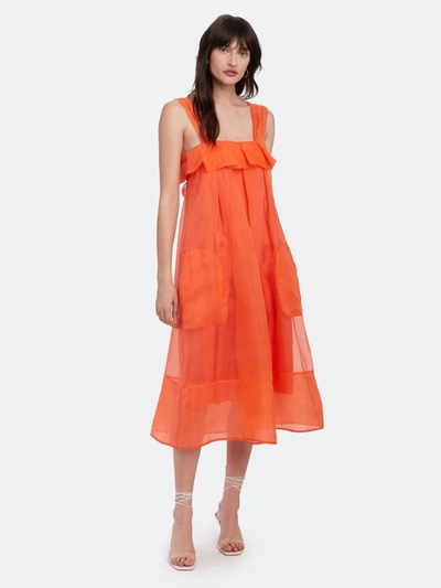 Tela Lucente Midi Dress In Orange