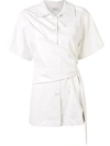 Goen J Goen.j Knotted Detail Faux-leather Shirt Top In Ivory
