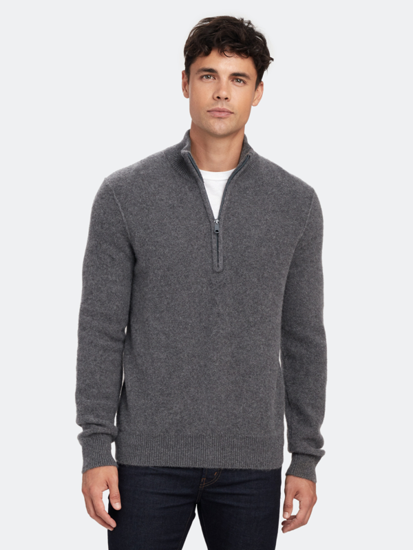 Vince Half Zip Mock Neck Sweater - L - Also In: S In Grey | ModeSens