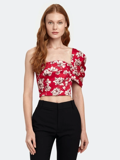 Amur Lucia One Shoulder Crepe De Chine Crop Top - S - Also In: L, M, Xl, Xs, Xxs In Red