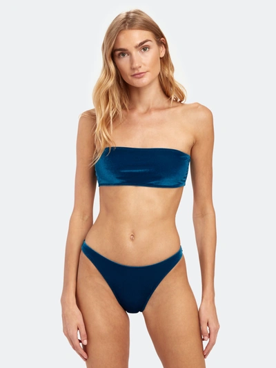 Solid & Striped Women's The Annabelle Velvet Bandeau Bikini Top In Aqua Velvet