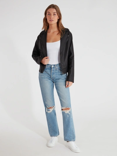 Finders Keepers Bianca Vegan Leather Moto Jacket In Black