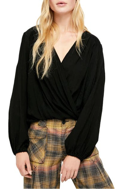 Free People Check On It Faux Wrap Top In Black