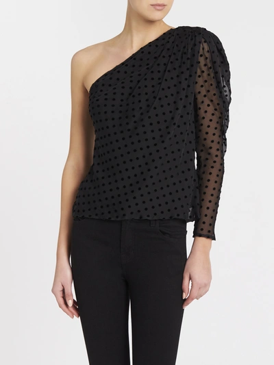 Iro Polka Dots One-shoulder Top In Black