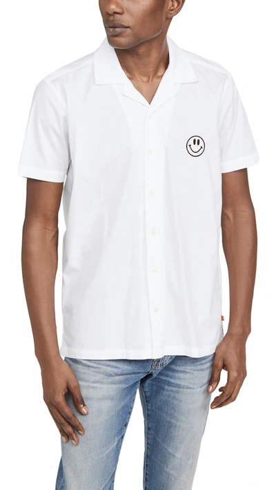 Far Afield Smile Patch Short Sleeve Shirt In White