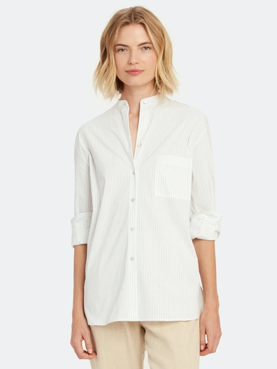 Vince Classic Stripe Band Collar Shirt - L - Also In: Xl, Xs, S, Xxs, M In White