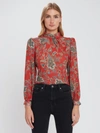 Icons Objects Of Devotion The Tess Mcgill Mock Neck Blouse - L - Also In: Xs, M In Red