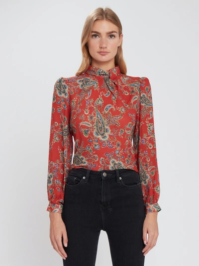 Icons Objects Of Devotion The Tess Mcgill Mock Neck Blouse - L - Also In: Xs, M In Red