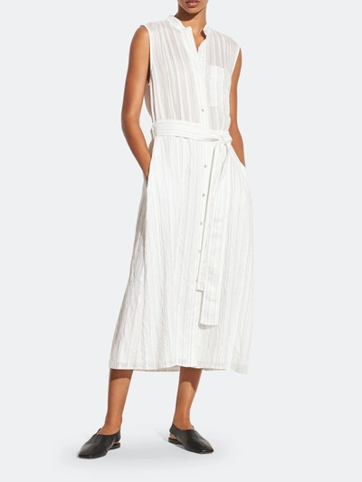 Vince Drapey Stripe Shirt Sleeveless Midi Dress - Xxs - Also In: Xl, Xs, L, S In White