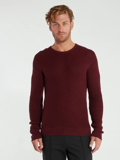 John Varvatos Davidson Long Sleeve Mercerized Waffle Crewneck Sweater - Xxl - Also In: Xs In Red