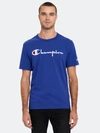 Champion Big Script Crewneck T-shirt - S - Also In: Xxl, M, L In Blue