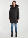 Soia & Kyo Rooney Hooded Mixed Media Coat In Black