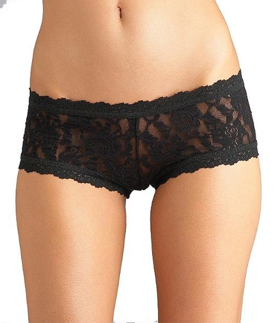 Hanky Panky Floral Stretch Lace Girlkini In Black
