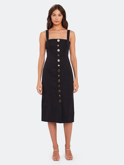 Finders Keepers Tia Button Front Midi Dress In Black