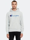 Champion Logo-detail Hooded Jumper In Grey