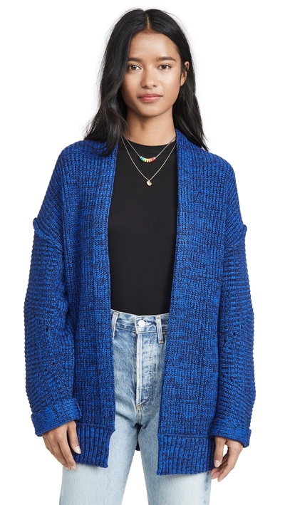Free People High Hopes Marbled Rib Knit Cardigan Sweater - Xs In Dark Blue