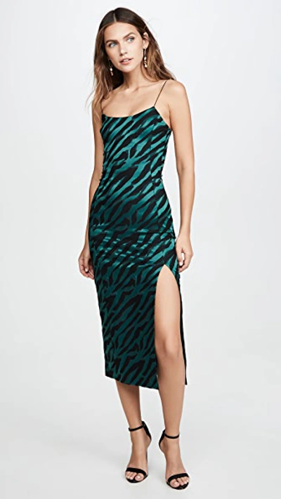 Bec & Bridge Discotheque Animal Print Jacquard Midi Dress In Emerald Zebra