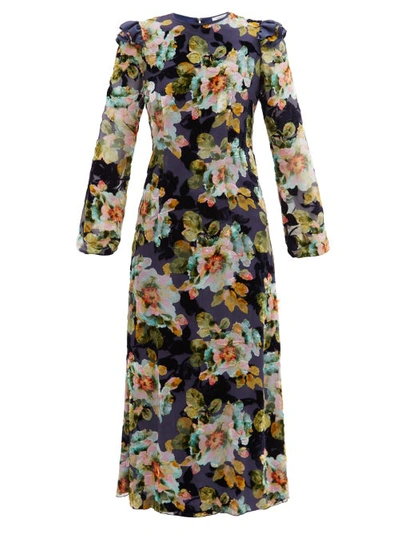 Rodarte Women's Bow-embellished Floral-print Silk-blend Midi Dress