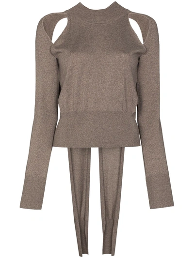 Rejina Pyo Morgan Cutout Tie-front Wool Sweater In Grey