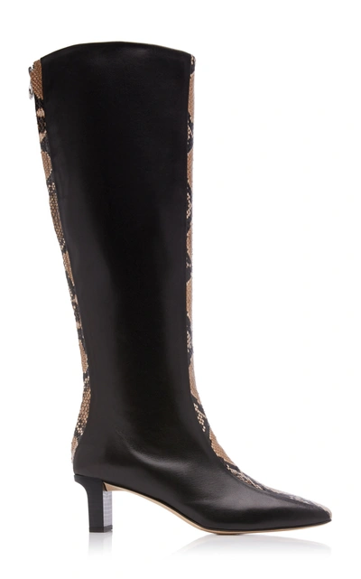 Aeyde Women's Ophelia Snake-effect Leather Knee-high Boots In Black