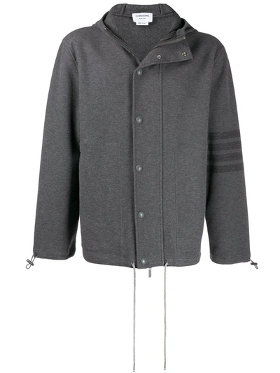 Thom Browne Tonal 4-bar Hooded Jacket In Grey