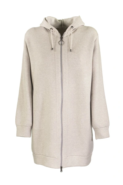 Brunello Cucinelli Cardigan Sparkling Cashmere Double Knit Cardigan With Shimmer Zipper Pull In Ice