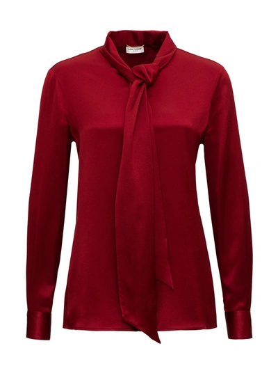 Saint Laurent Blouse With Lavallière Collar In Red