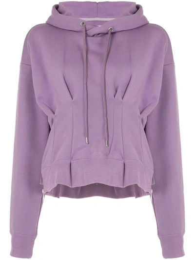 Miharayasuhiro Waist Track Logo Patch Hoodie In Purple