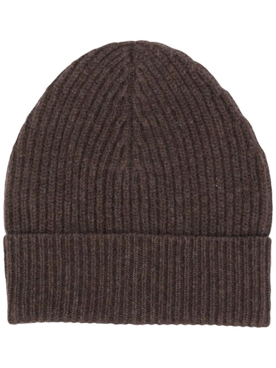 Maison Margiela Ribbed-knit Wool Beanie In Brown