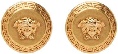 Versace Gold-colored Metal Medusa Earrings In Oro