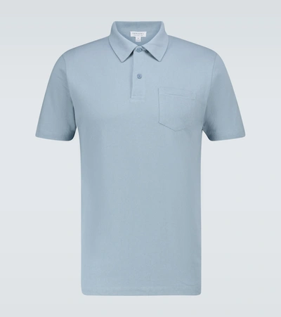 Sunspel Riviera Cotton Polo Shirt In Blue