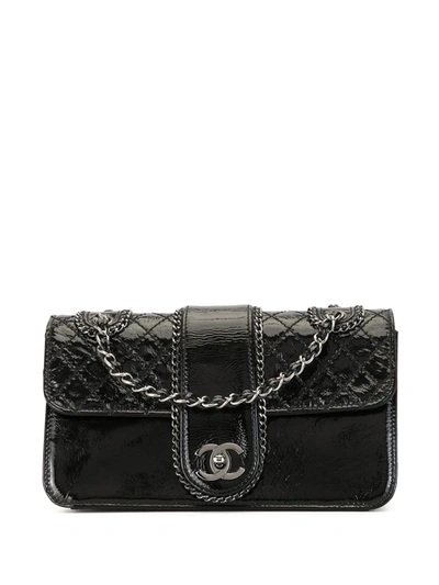 Pre-owned Chanel 2006 Quilted Double Chain Shoulder Bag In Black