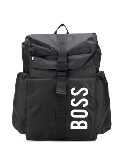 Hugo Boss Kids' Branded Backpack In Black