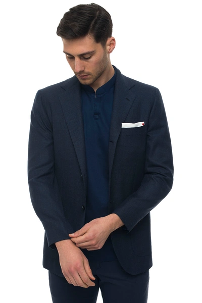 Kiton Deconstructed-unlined Blazer With 3 Buttons Blue Virgin Wool Man In Dark Blue