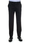 Kiton Cotton Cashmere Flat Front Pants In Nero