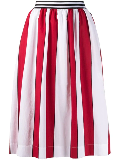 Woolrich Long Flared Skirt Rosso/bianco Viscose Woman