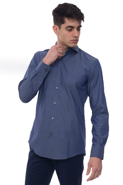 Hugo Boss Boss Jason   Casual Shirt Denim Cotton Man In Dark Blue