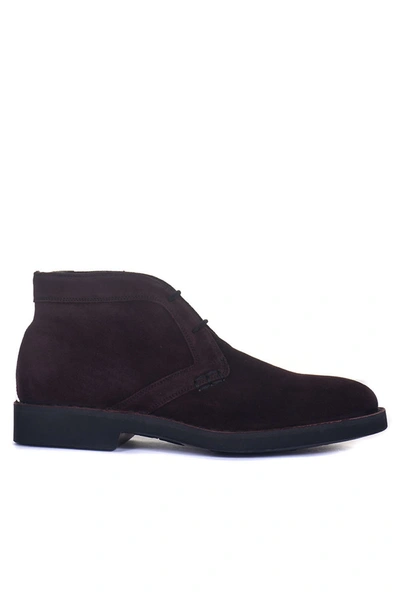 Canali Suede Ankle Boots Bordeau Sheepskin Man