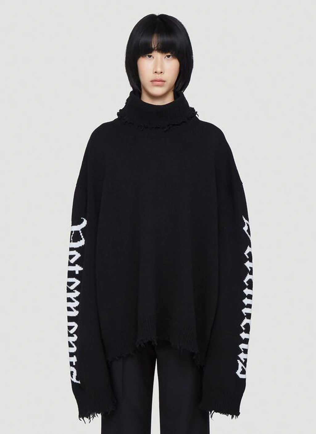 Vetements Gothic-logo Turtleneck Sweater In Black | ModeSens